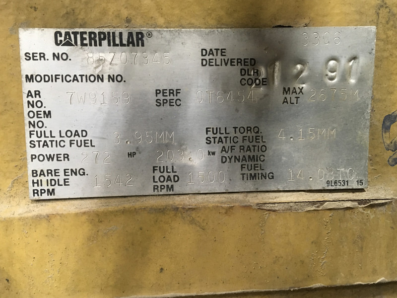新的 发电机组 Caterpillar 3306B GENERATOR 225KVA USED：图8