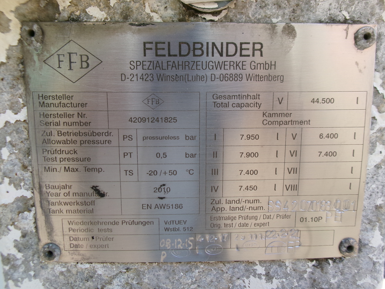 液罐半拖车 用于运输 燃料 Feldbinder Fuel tank alu 42 m3 / / 6 comp + pump：图29
