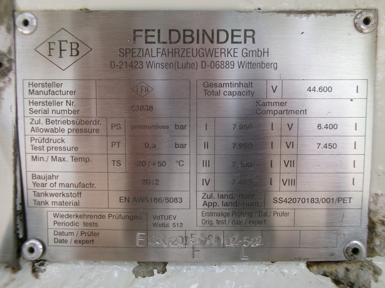 液罐半拖车 用于运输 燃料 Feldbinder Fuel tank alu 44.6 m3 + pump：图24