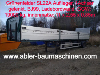 GRÜNENFELDER SL 22 A - 栏板式/ 平板半拖车