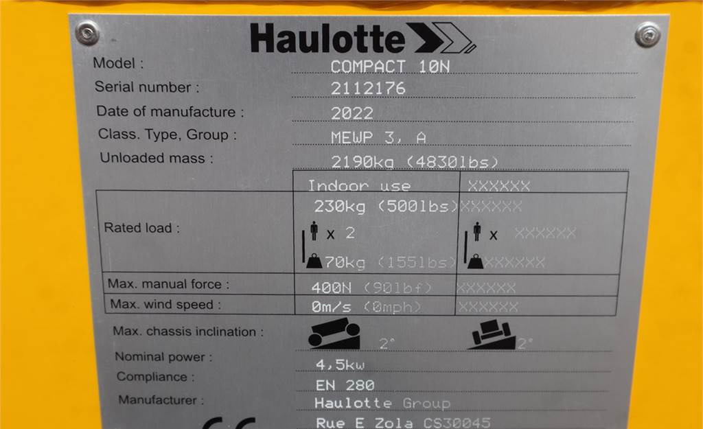 剪式升降机 Haulotte COMPACT 10N Valid Iinspection, *Guarantee! 10m Wor：图9
