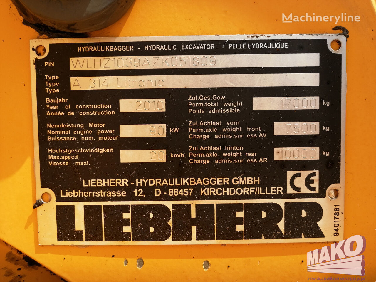 轮式挖掘机 Liebherr A314：图11