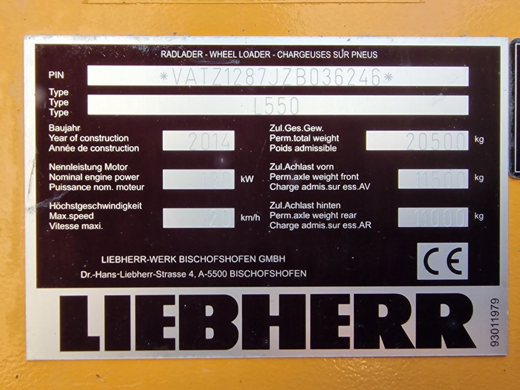 轮式装载机 Liebherr L 550 / 2014 / 9.783 h：图28