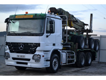 Mercedes-Benz Actros 2655 Holztransporter + KRAN + Anhänger  - 林业拖车
