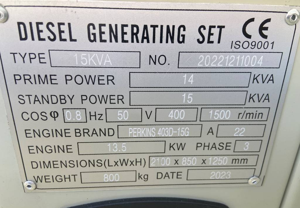 发电机组 Perkins 403D-15- 15 kVA Generator - DPX-19800：图4