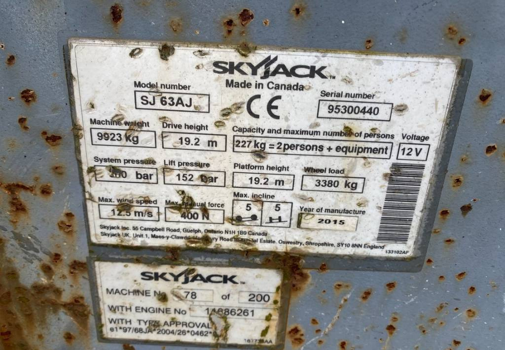 铰接臂 SkyJack SJ63AJ Articulated 4x4 Diesel Boom WorkLift 2136cm：图10