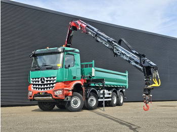 起重车 Mercedes-Benz AROCS 4145 / 8X6 / TIPPER + HMF CRANE：图2