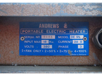 建筑加热器 Nagrzewnica Mp DE95 2010 Nagrzewnica elektryczna 18KW ANDREWS DE95：图2