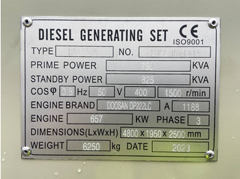 新的 发电机组 Doosan DP222LC - 825 kVA Generator - DPX-19858：图4