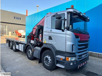 栏板式/ 平板卡车, 起重车 Scania G 440 8x2, EURO 5, Fassi, Retarder, Remote：图3