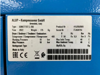 新的 空气压缩机 Alup Sonetto 7.5 + 200 Elektrische Schroefcompressor 5.5 kw 780 L / min 10 Bar：图3
