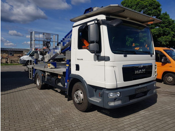 栏板式/ 平板卡车, 起重车 MAN TGL 8.150 22M Multitel：图3