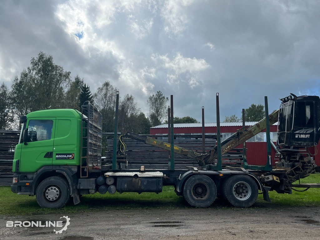 2001 Scania R144 6x4 Loglift + 1997 Närko TP3-RT-280 - 木材运输车, 起重车:图3 2001 Scania R144 6x4 Loglift + 1997 Närko TP3-RT-280 - 木材运输车, 起重车:图3