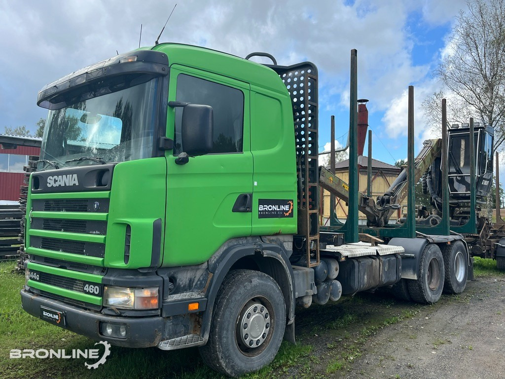 2001 Scania R144 6x4 Loglift + 1997 Närko TP3-RT-280 - 木材运输车, 起重车:图1 2001 Scania R144 6x4 Loglift + 1997 Närko TP3-RT-280 - 木材运输车, 起重车:图1