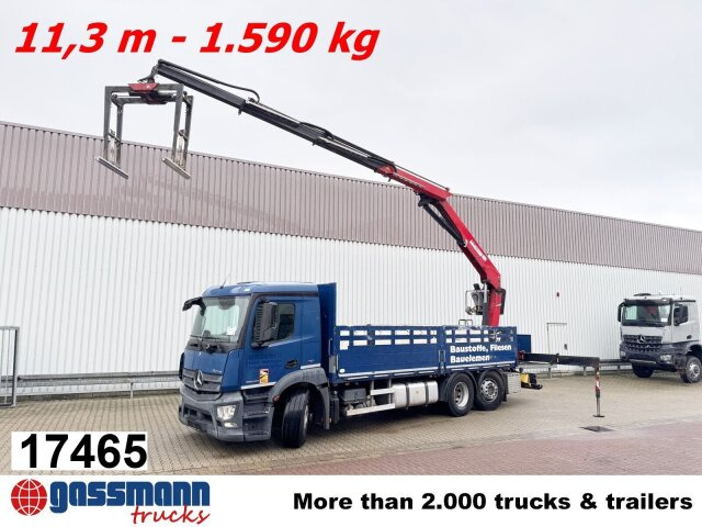Mercedes-Benz Antos 2540 L 6x2, Lenkachse, HMF 2110-L3 - 栏板式/ 平板卡车, 起重车:图1 Mercedes-Benz Antos 2540 L 6x2, Lenkachse, HMF 2110-L3 - 栏板式/ 平板卡车, 起重车:图1