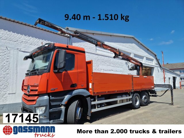 Mercedes-Benz Arocs 2545 L/6x2/4, Atlas Kran, 145.2-A19 VB, - 栏板式/ 平板卡车, 起重车:图1 Mercedes-Benz Arocs 2545 L/6x2/4, Atlas Kran, 145.2-A19 VB, - 栏板式/ 平板卡车, 起重车:图1