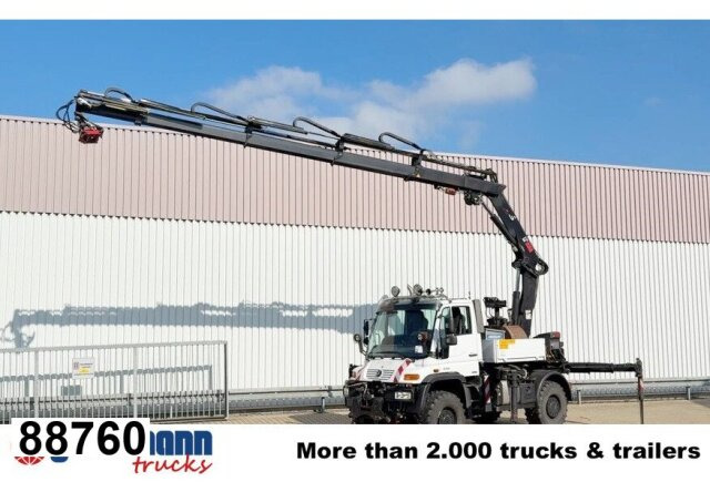 Unimog U400 4x4, Frontzapfwelle, Heckkran Hiab XS - 栏板式/ 平板卡车, 起重车:图1 Unimog U400 4x4, Frontzapfwelle, Heckkran Hiab XS - 栏板式/ 平板卡车, 起重车:图1