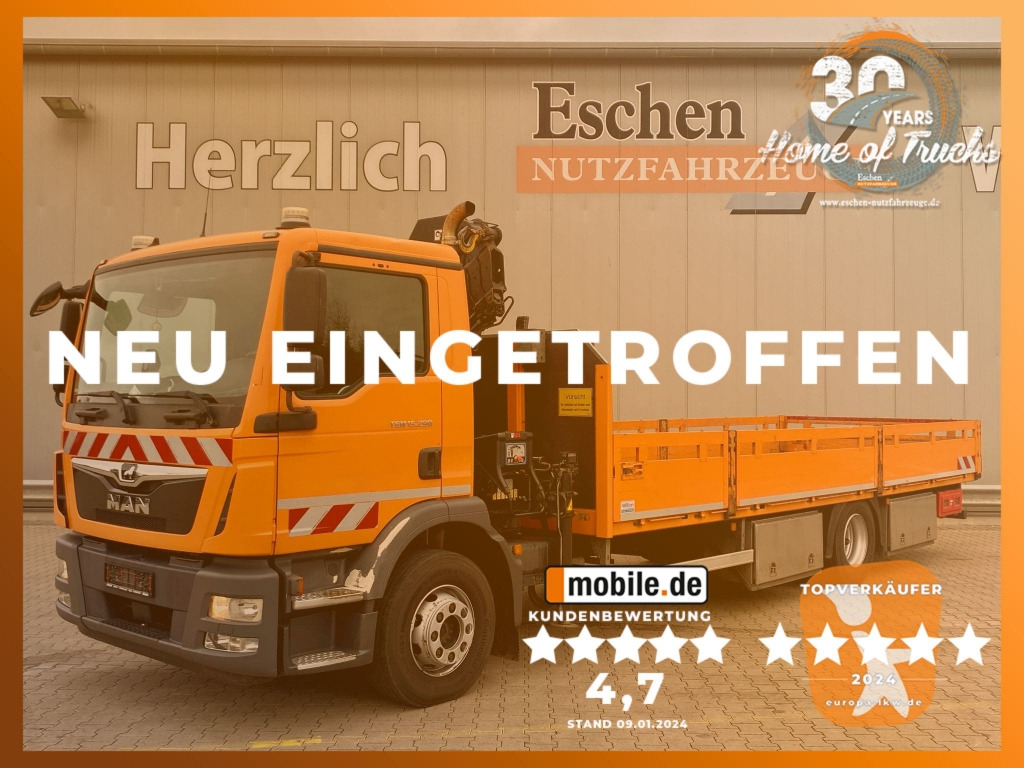 MAN TGM 15.290 4x2 BL / HIAB Faltkran - 栏板式/ 平板卡车, 起重车:图1 MAN TGM 15.290 4x2 BL / HIAB Faltkran - 栏板式/ 平板卡车, 起重车:图1