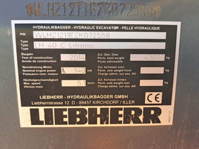 Liebherr LH40C Litronic Industry Long reach 43 Ton - 履带式挖掘机:图4 Liebherr LH40C Litronic Industry Long reach 43 Ton - 履带式挖掘机:图4