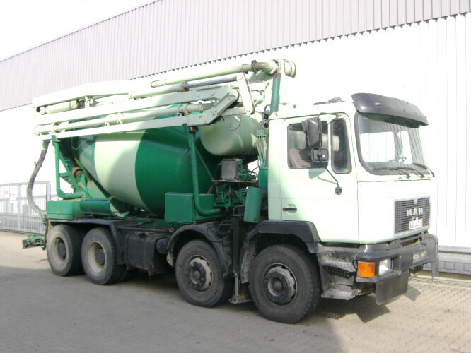 MAN 33.292 8x4 33.292 8x4 Mischer Stetter 7m³ mit Pumpe Schwing 21m, 6-Zylinder - 混凝土搅拌车:图1 MAN 33.292 8x4 33.292 8x4 Mischer Stetter 7m³ mit Pumpe Schwing 21m, 6-Zylinder - 混凝土搅拌车:图1