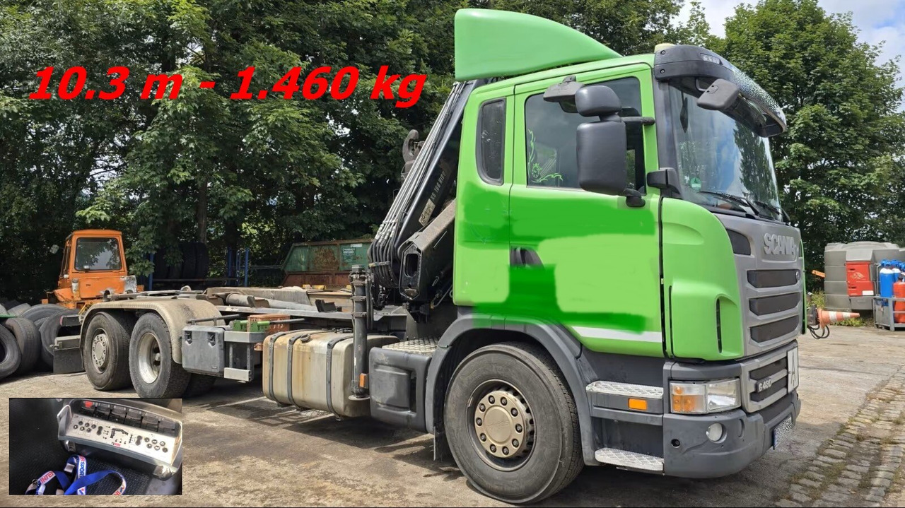 Scania Scania G 480/6x2-4 Scania G 480/6x2-4, Lenk-Liftachse, Hiab Kran Funk 166 HD-3, Abroller XR 18 S 59 - 吊钩升降车, 起重车:图1 Scania Scania G 480/6x2-4 Scania G 480/6x2-4, Lenk-Liftachse, Hiab Kran Funk 166 HD-3, Abroller XR 18 S 59 - 吊钩升降车, 起重车:图1
