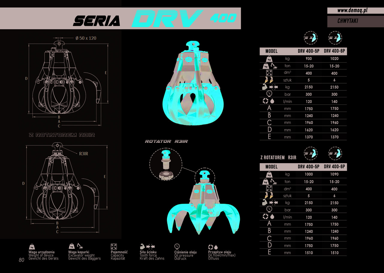 DEMOQ DRV400 - 抓斗 适用于 建筑机械:图3 DEMOQ DRV400 - 抓斗 适用于 建筑机械:图3