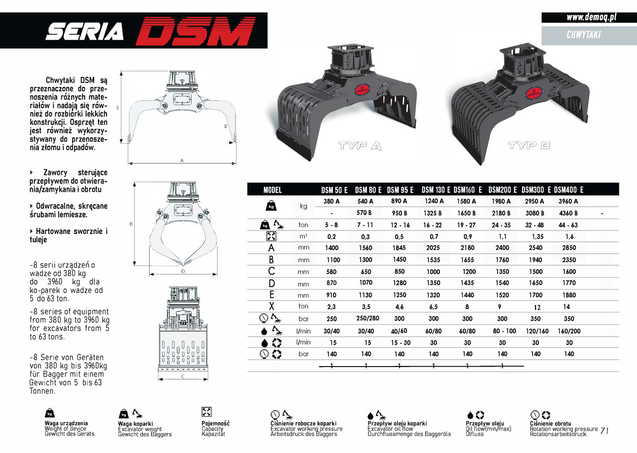 DEMOQ DSM160E typ A - 抓斗 适用于 挖掘机:图4 DEMOQ DSM160E typ A - 抓斗 适用于 挖掘机:图4