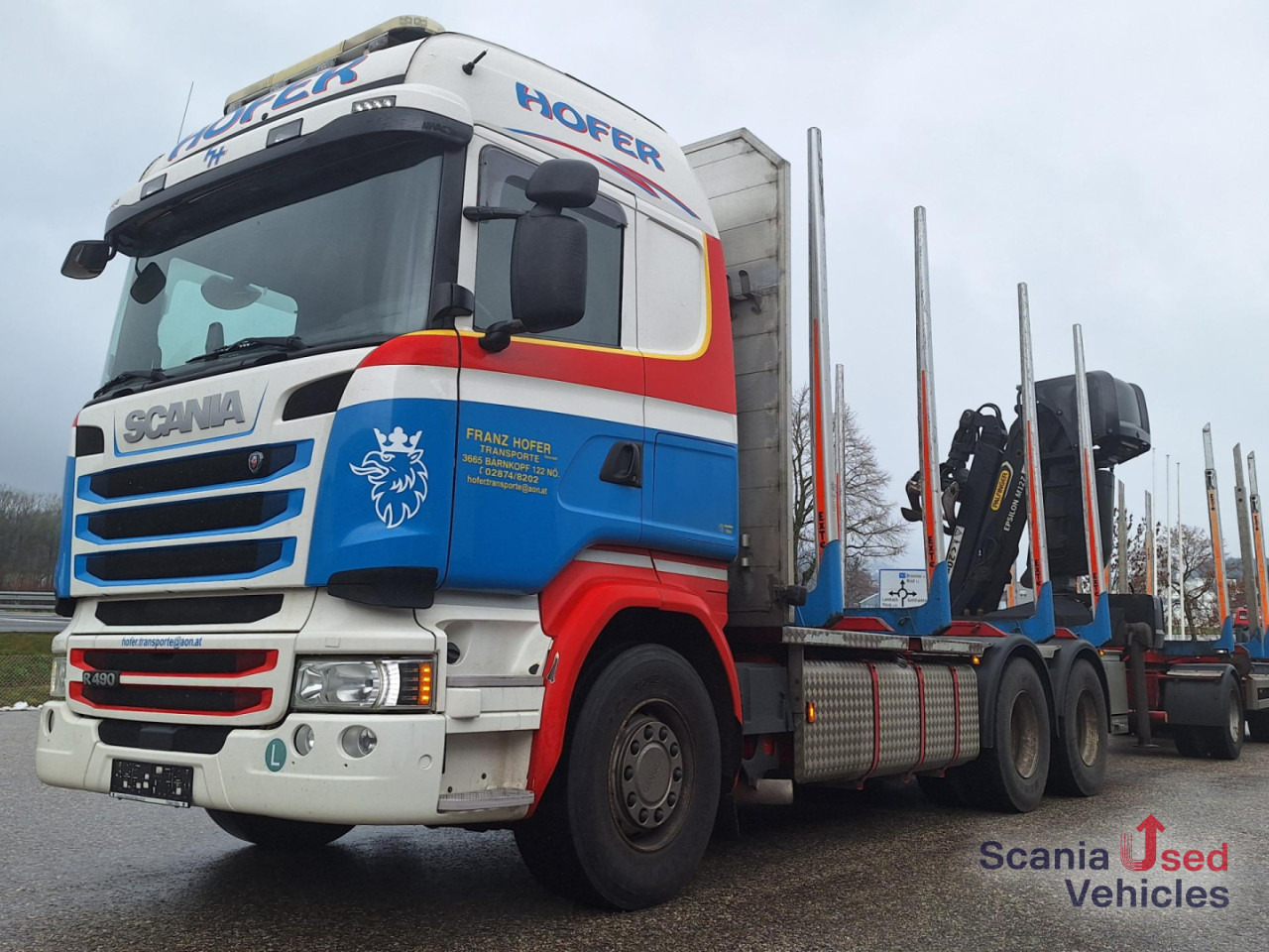 SCANIA R 490 LB6x4HNB Epsilon M12 Z Komplettzug !! - 木材运输车, 起重车:图1 SCANIA R 490 LB6x4HNB Epsilon M12 Z Komplettzug !! - 木材运输车, 起重车:图1