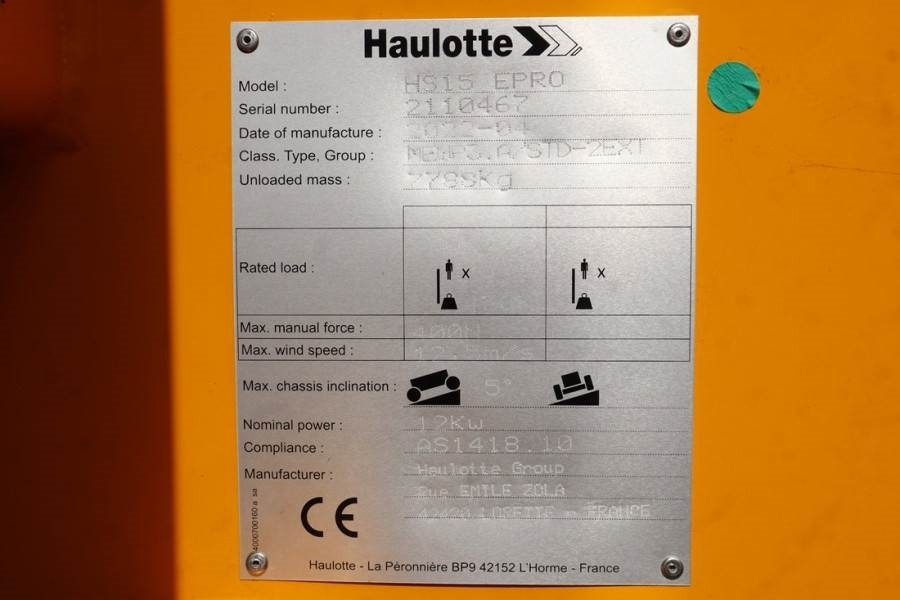 剪式升降机 Haulotte HS15EPRO Valid Inspection, *Guarantee! Full Electr:图17 剪式升降机 Haulotte HS15EPRO Valid Inspection, *Guarantee! Full Electr:图17