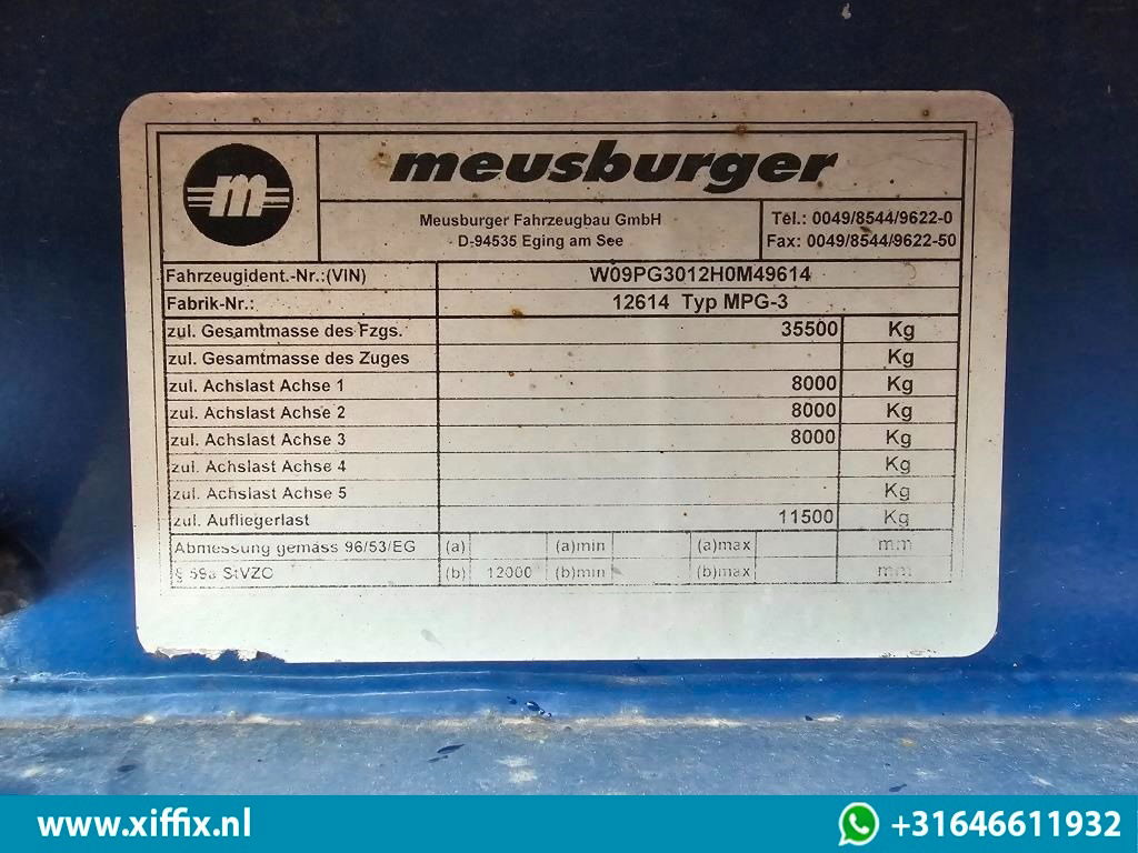 低装载半拖车 Meusburger 3-ass. Mega Semi dieplader met huifopbouw：图13