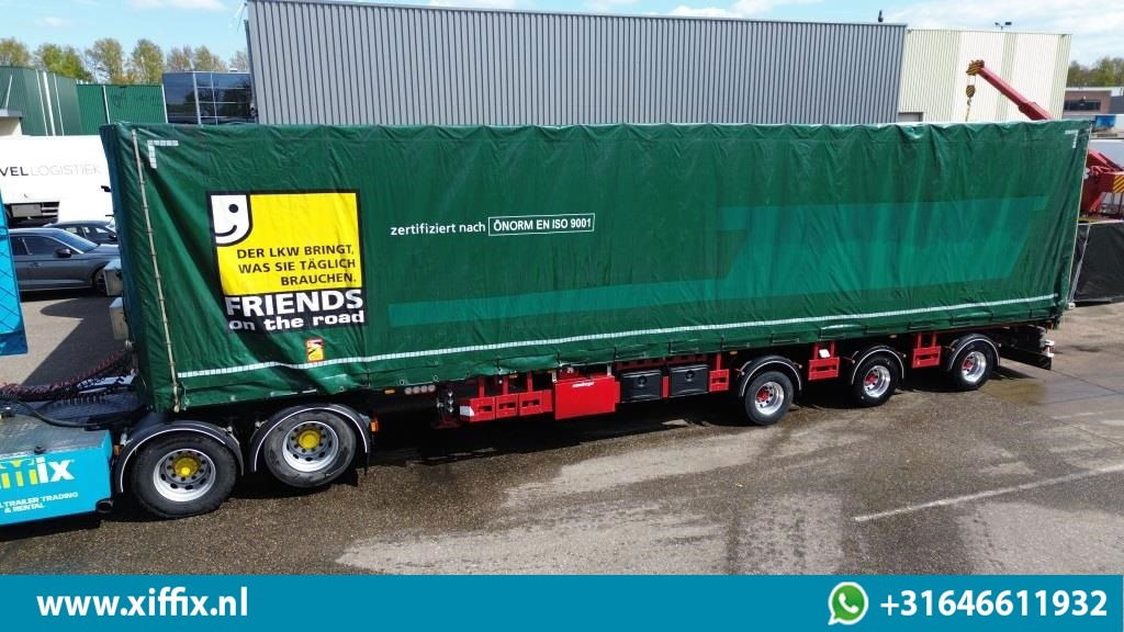 Meusburger TE Huur 3-ass. Vlakke dubbel 2x uitschuifbare oplegger met huifopbouw / 3x gestuurd - 栏板式/ 平板半拖车:图2 Meusburger TE Huur 3-ass. Vlakke dubbel 2x uitschuifbare oplegger met huifopbouw / 3x gestuurd - 栏板式/ 平板半拖车:图2