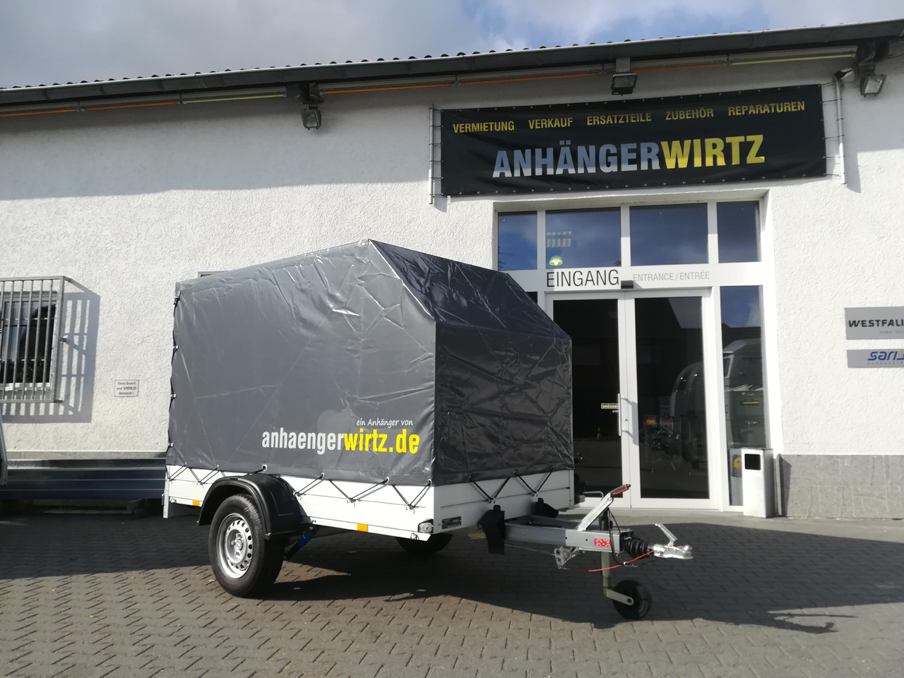Aluliner Planen Anhänger GTB 1200 251x126x150cm +Hochplane grau schräg (S) 1200kg - 汽车拖车:图2 Aluliner Planen Anhänger GTB 1200 251x126x150cm +Hochplane grau schräg (S) 1200kg - 汽车拖车:图2