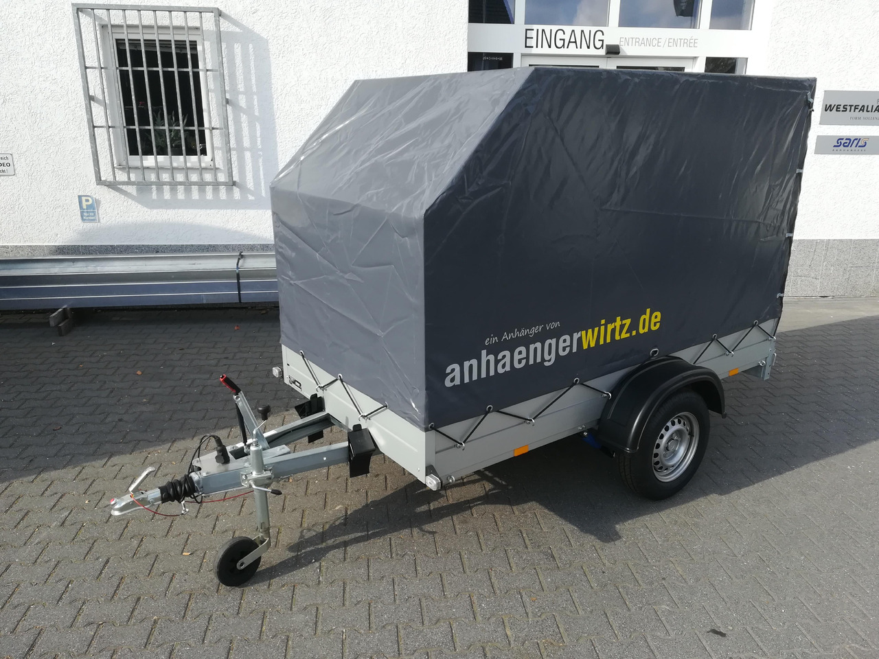 Aluliner Planen Anhänger GTB 1200 251x126x150cm +Hochplane grau schräg (S) 1200kg - 汽车拖车:图1 Aluliner Planen Anhänger GTB 1200 251x126x150cm +Hochplane grau schräg (S) 1200kg - 汽车拖车:图1