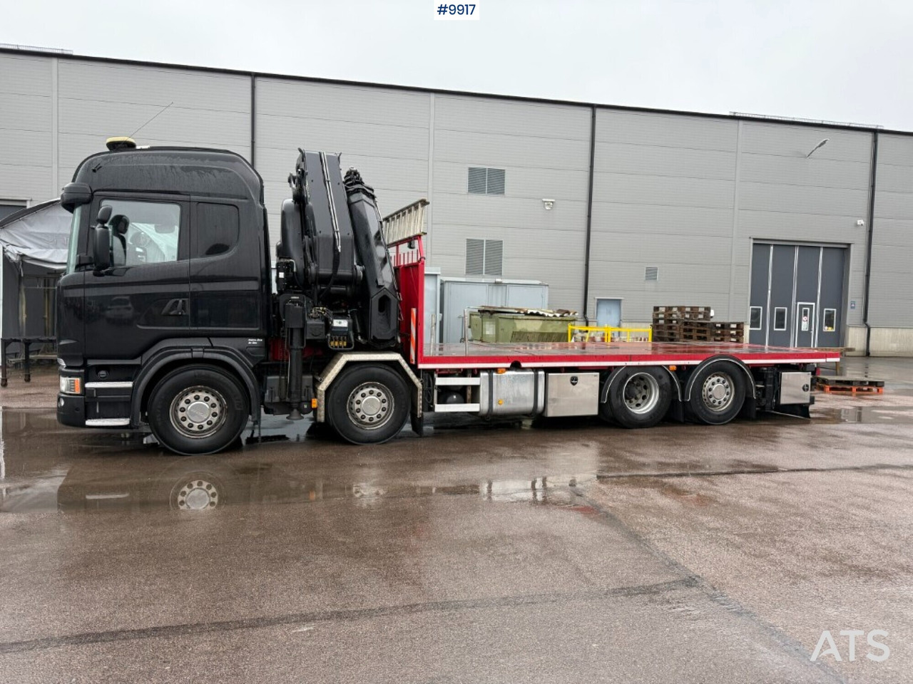 Crane truck/Flatbed truck Scania R520 8X2*6 HIAB XS 855E-8 HIPRO - 栏板式/ 平板卡车, 起重车:图2 Crane truck/Flatbed truck Scania R520 8X2*6 HIAB XS 855E-8 HIPRO - 栏板式/ 平板卡车, 起重车:图2