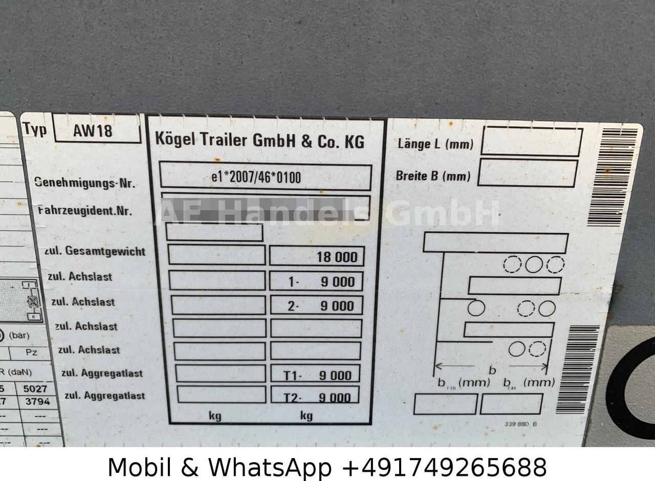 集装箱运输车/ 可拆卸车身的拖车 Kögel AW 18 BDF Drehschemel *Scheibenbremsen/Vollluft：图11