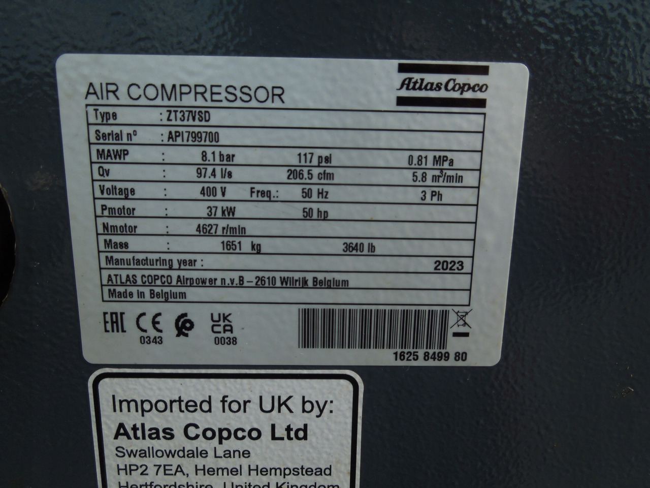 ATLAS COPCO ZT37VSDFF - 空气压缩机:图1 ATLAS COPCO ZT37VSDFF - 空气压缩机:图1