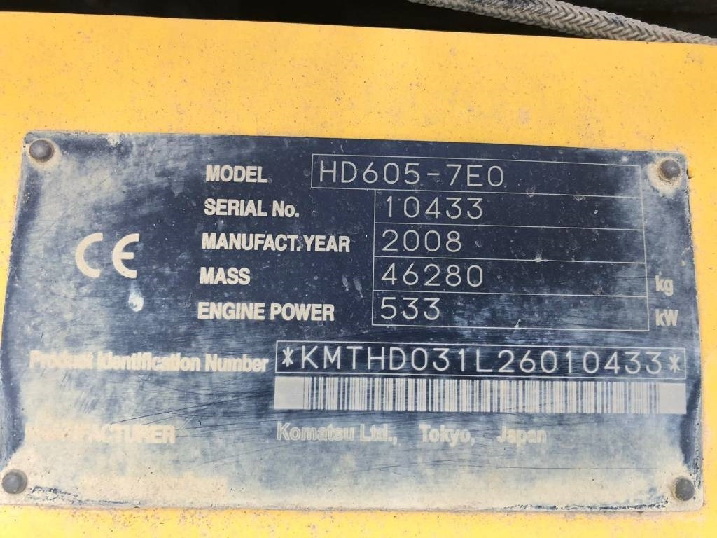 Komatsu HD605-7 - 未铰接自卸车/ 运石车:图4 Komatsu HD605-7 - 未铰接自卸车/ 运石车:图4