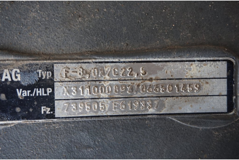 Mercedes-Benz F-8A/C22.5 - 前轴 适用于 卡车:图2 Mercedes-Benz F-8A/C22.5 - 前轴 适用于 卡车:图2