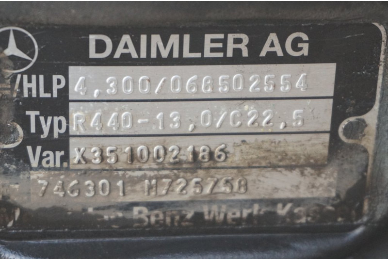 Mercedes-Benz R440-13A/C22.5 43/10 I=4.300 - 后轴 适用于 卡车:图4 Mercedes-Benz R440-13A/C22.5 43/10 I=4.300 - 后轴 适用于 卡车:图4