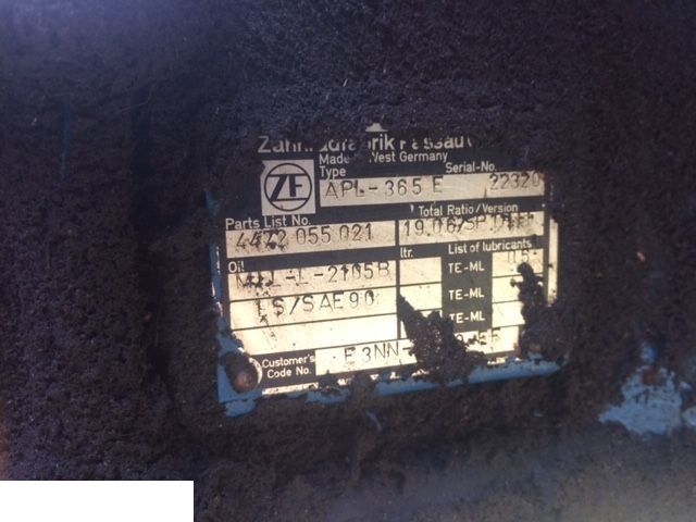 Most napędowy ZF APL 365 - 轴及其零件 适用于 农业机械:图1 Most napędowy ZF APL 365 - 轴及其零件 适用于 农业机械:图1