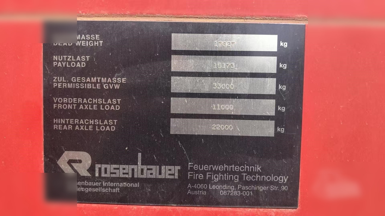 1995 ROSENBAUER FOX - 消防车:图3 1995 ROSENBAUER FOX - 消防车:图3