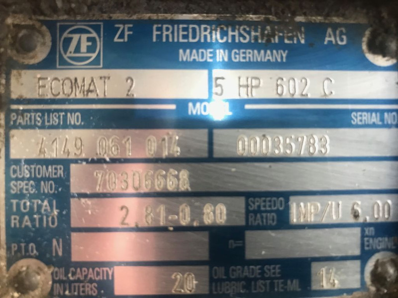 ZF 5HP502C, 5HP592C, 5HP602C, 5HP504C, 5HP594C, 5HP604C - 变速箱:图3 ZF 5HP502C, 5HP592C, 5HP602C, 5HP504C, 5HP594C, 5HP604C - 变速箱:图3