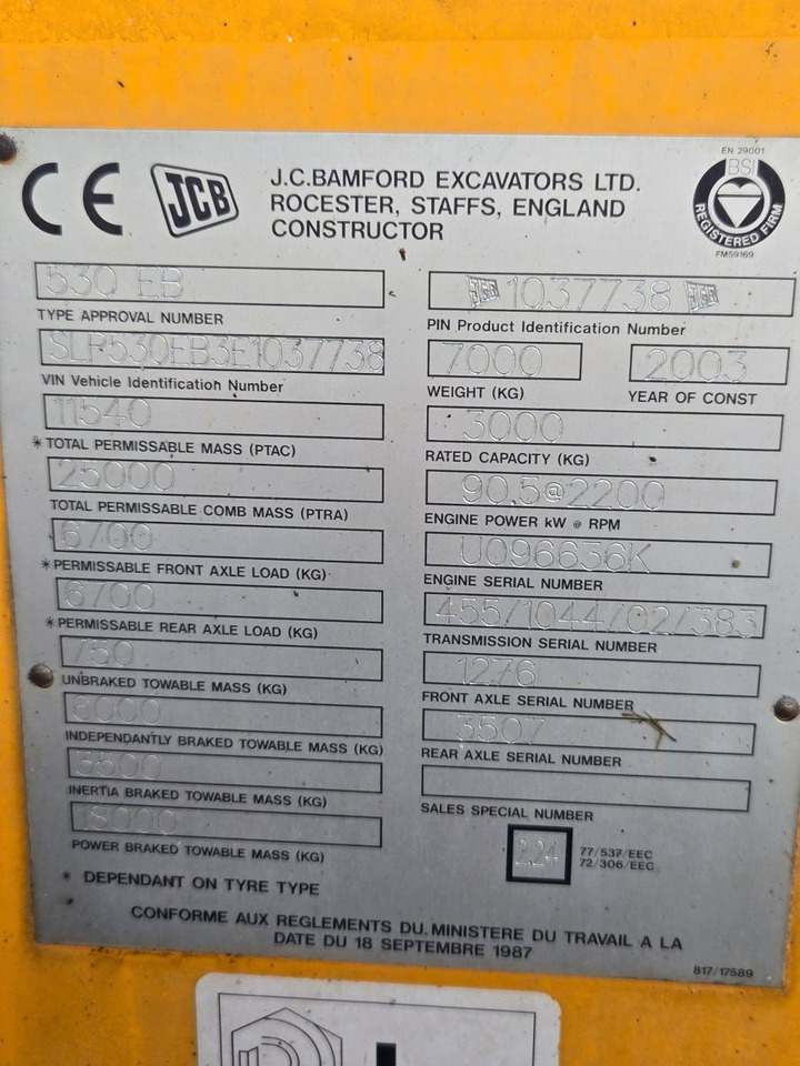 JCB 530 - 伸缩臂叉装车:图2 JCB 530 - 伸缩臂叉装车:图2