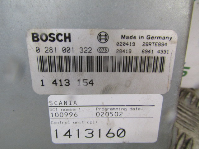 SCANIA P94 ENGINE ECU BOSCH P/NO 0281 001 322 - ECU 适用于 卡车:图2 SCANIA P94 ENGINE ECU BOSCH P/NO 0281 001 322 - ECU 适用于 卡车:图2