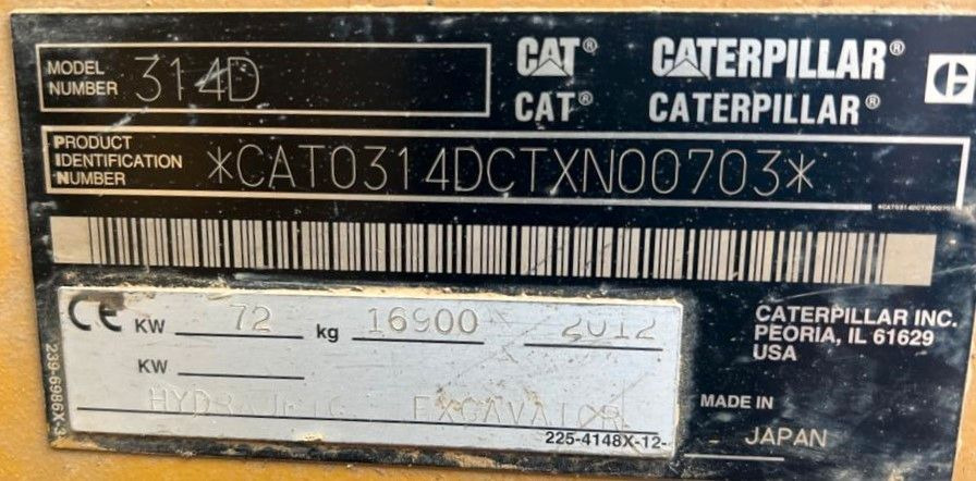 CAT CAT 314 DLCR mit Gummiketten - 履带式挖掘机:图2 CAT CAT 314 DLCR mit Gummiketten - 履带式挖掘机:图2