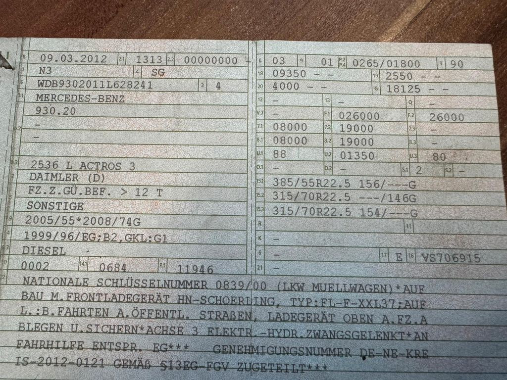 Mercedes-Benz 2536 6x2 Überkopflader - 垃圾车:图2 Mercedes-Benz 2536 6x2 Überkopflader - 垃圾车:图2