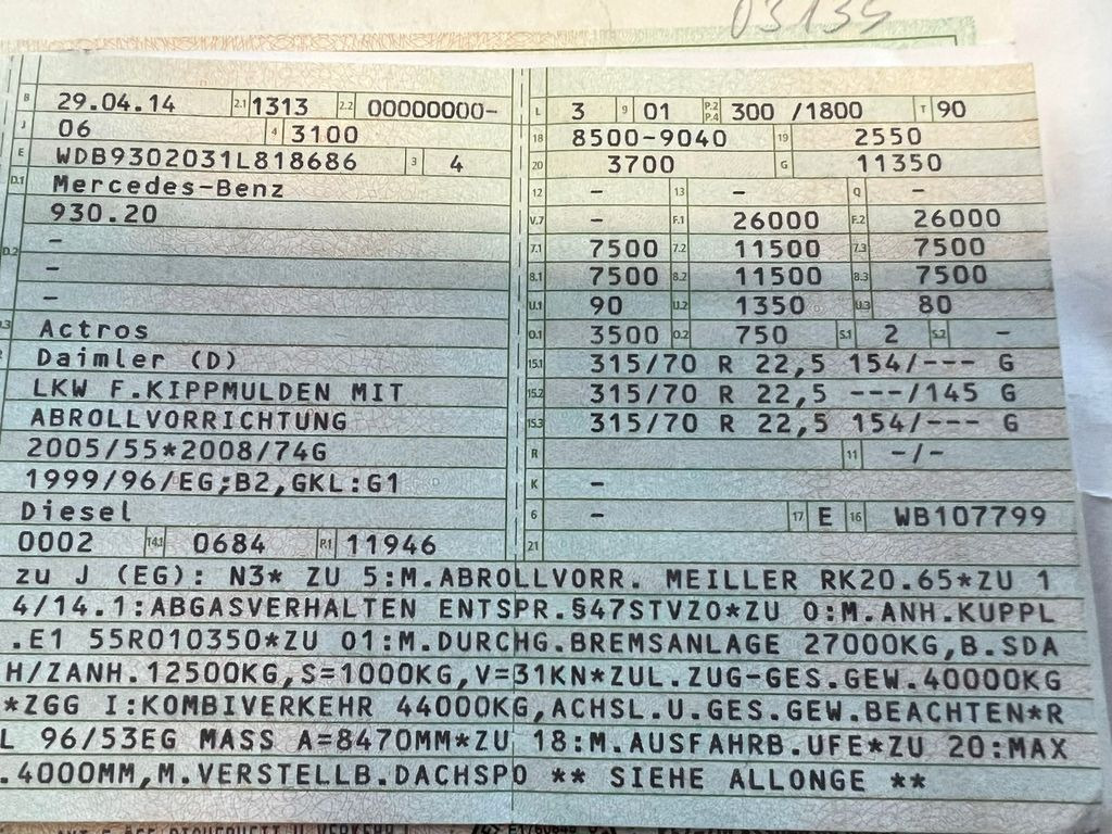 Mercedes-Benz 2541 6X2 Meiller Funk Zustand wie 200 tkm Mercedes-Benz 2541 6X2 Meiller RK 20.65 Funk | Top Zustand! - 吊钩升降车:图2 Mercedes-Benz 2541 6X2 Meiller Funk Zustand wie 200 tkm Mercedes-Benz 2541 6X2 Meiller RK 20.65 Funk | Top Zustand! - 吊钩升降车:图2