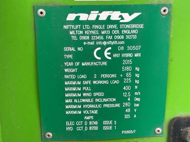 Niftylift HR17 - 铰接臂:图5 Niftylift HR17 - 铰接臂:图5
