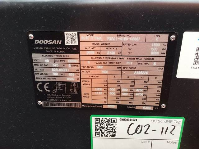 Doosan B15T-7 PLUS - 电动叉车:图5 Doosan B15T-7 PLUS - 电动叉车:图5
