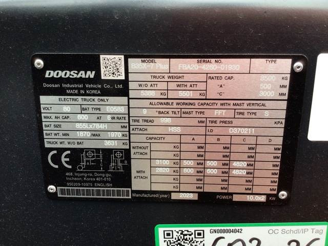 Doosan B35X-7 PLUS - 电动叉车:图5 Doosan B35X-7 PLUS - 电动叉车:图5